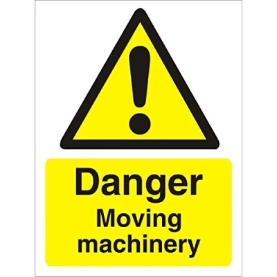 Image of Seco Danger Moving Machinery Sign, 150mm x 200mm Self Adhesive Vinyl