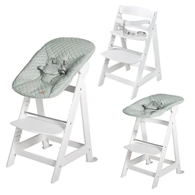 Image of roba Born Up 2 in 1 Stair High Chair Set &#039;roba Style Frosty Green&#039; with Reclining Function, from Birth