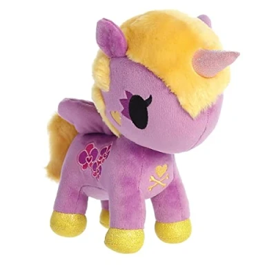 Image of Aurora Enchanting Tokidoki Flower Power Orchid Unicorno Stuffed Animal Bright &amp; Colorful Design Showpiece Plush Purple 7.5 Inches