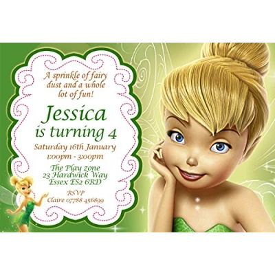Image of Tinkerbell Birthday Party Invitations &amp; Envelopes K193 (Personalised) Click Customize Now for Prices