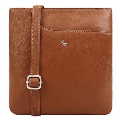 Image of Lloyd Baker Genuine Leather Crossbody Bag, Soft Shoulder Handbag with Adjustable Strap, Phone Compact Size Multiple Compartments, KANATAL (CARAMEL CAFE)