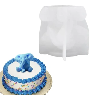 Image of Rianpesn Animal Candle Molds,3D Cute Baby Elephant Silicone Fondant Mold Soap Shower Moulds for Soap, Candle, Chocolate