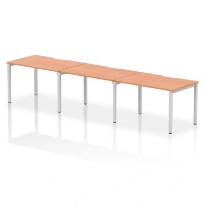 Image of Evolve Single Silver Frame Bench Desk 1200 Beech (3 Pod) BE418
