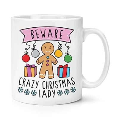 Image of Beware Crazy Christmas Lady 10oz Mug Cup