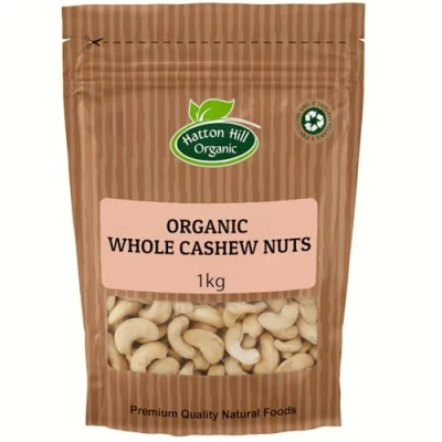 Image of Organic Whole Cashew Nuts 1kg by Hatton Hill Premium Raw, Unsalted Cashews Perfect for Snacking, Cooking &amp; Baking