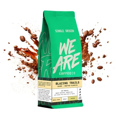 Image of Coffee Beans 227g Bag, Whole Bean Coffee, Blazing Trails Blend Beans, 100% Arabica, Dark Roast Fresh Single Origin (We Are Co)