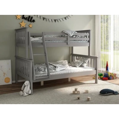 Image of Carra Triple Sleeper Bunk Bed Solid Wooden 3FT Single 4FT Small Double (Grey)