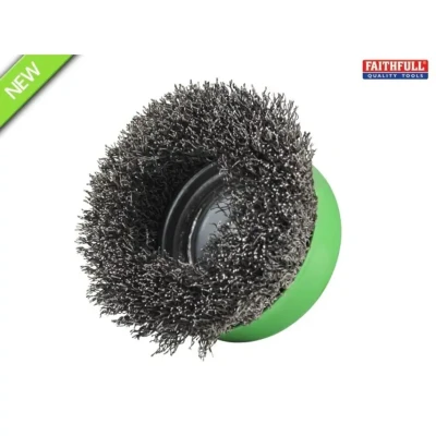 Image of Faithfull FAIWBC75SSXL X Lock Wire Cup Brush 75mm M14x2, 0.30mm Stainless Steel