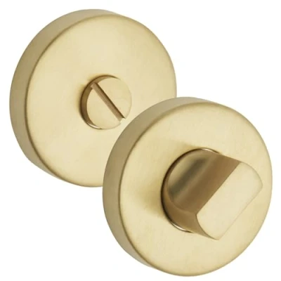 Image of Satin Brass Bathroom Thumb Turn and Release