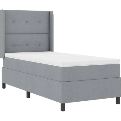 Image of vidaXL Box Spring Bed with Mattress Light Grey 100x200 cm Fabric
