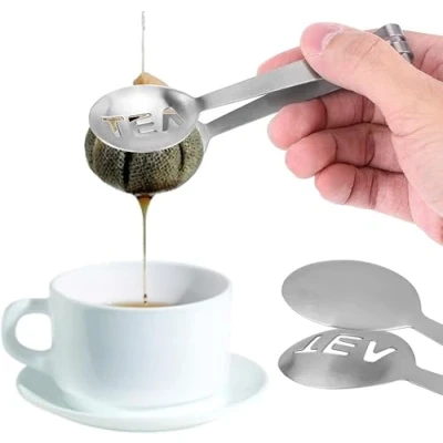 Image of Mr. Gadget&#039;s Solutions® Stainless Steel Tea Bag Tongs Teabag Squeezer Strainer Ice Cube Sugar Tong