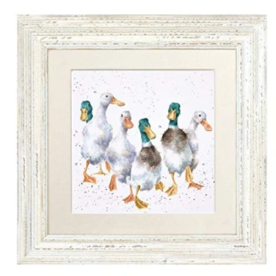 Image of Wrendale Designs&quot;Quackers&quot; Duck Framed Picture in Various Frame Colours (White)