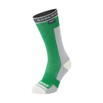 Image of SEALSKINZ Holverstone Waterproof Mid Length Lightweight Running Sock, Green, XL