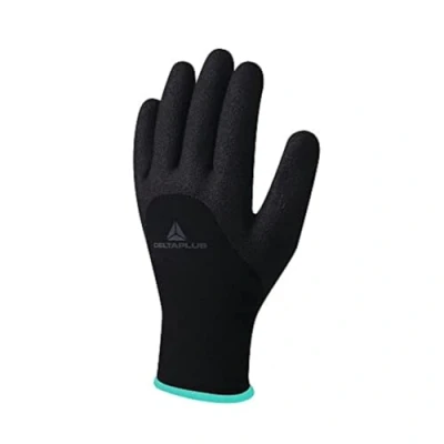Image of Deltaplus VV750NO10 Knitted Gloves Made of Acrylic/Polyamide Palm, Fingertips and Back The Hand with Nitrile Coating, Black, Size 10
