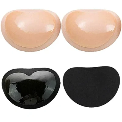 Image of 2 Pairs self Adhesive Bra Pad Enhancer Breast Inserts Push Up Pads One Pair of Bikinis Swimsuit Removable (Beige 1pair + Black 1pair)