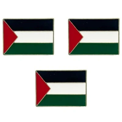 Image of 3 X Palestine Rectangle National Flag Metal Enamel Pin Badge Lapel