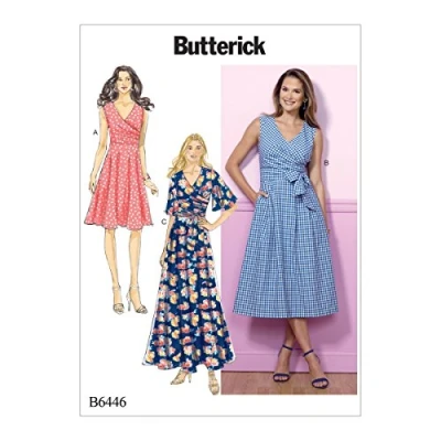 Image of Butterick Patterns 6446 E5,Misses Dress,Sizes 14 22, Tissue, Multicoloured, 17 x 0.5 22 cm