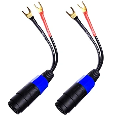 Image of CESS 001L Spade Fork Plug to Speakon Female Jack Adapter for Speaker Cable 2 Pack (Large Spade)