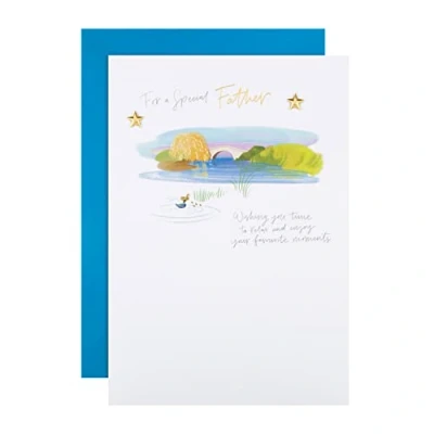 Image of Hallmark Fathers Day Card for Father, Classic Scenic Illustration, Special White, Green, Blue