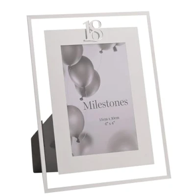 Image of Widdop Milestones Mirror Border Photo Frame Age 18 For Birthdays Aperture 6&quot; x 4&quot; Stylish Design Gift Birthday Picture
