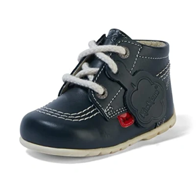 Image of Kickers Unisex Baby Kick Hi Ankle Boots with Zip Extra Flexibility for Easy, Navy, 3 UK Child