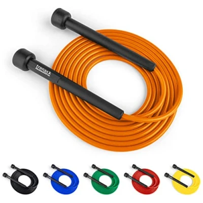 Image of trenas Skipping Rope Jump Adults &amp; Children 3 Metres Easy Adjustable Speed Orange