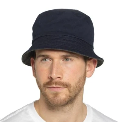 Image of KAV Mens Reversible Bucket Hat Stylish and Functional Cotton Sun Outdoor Summer Hat, Beach Double Sided Fisherman for Hiking, Traveling, Fishing (Navy L/XL)