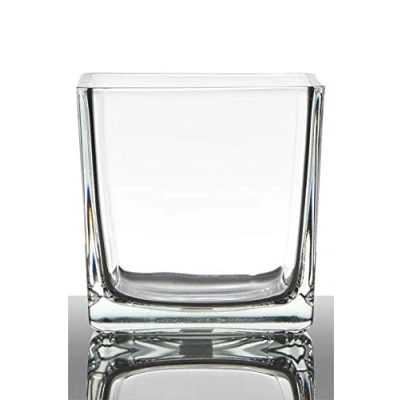 Image of INNA Glas Planter of Glass KIM, cube/square, clear, 5.5&quot;x5.5&quot;x5.5&quot;/14x14x14cm jardiniere/Flower vase