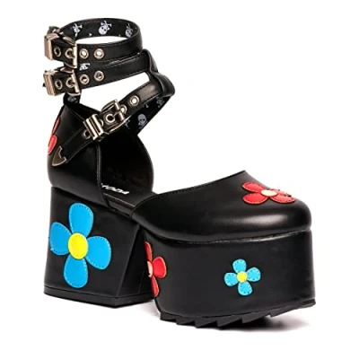 Image of LAMODA Women&#039;s Trophy Mid calf boot, Black Multi Flower, 6.5 UK