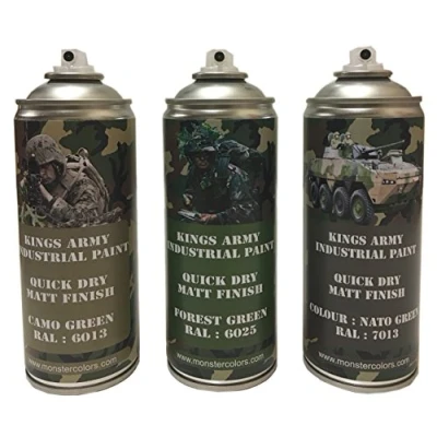 Image of Kings Army Spray Paint 400ml Jungle Camo Pack, Green, Forest Nato Military paintball airsoft, Model Maker