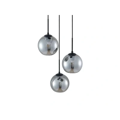 Image of Lindby hanging light Jurian, 32 cm, 3 bulb, black/smoke, glass