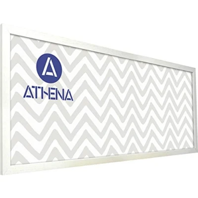 Image of Athena Panoramic White Woodgrain Thin Premium Wood Picture Frame Imperial 36&quot; x 12&quot; 36 12 Photo 36x12 with Clear Styrene Sheet &amp; Wall Mounted Hook Inches