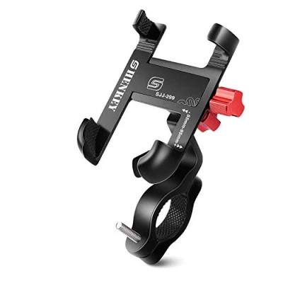 Image of Bike Phone Mount, 360 Adjustable Aluminum Cell Holder For Bicycle Motorcycle Compatible With Iphone 11 Max Xr Xs X 8 7 6 5 Plus, Samsung S10+ S9 S8, Note 10 9