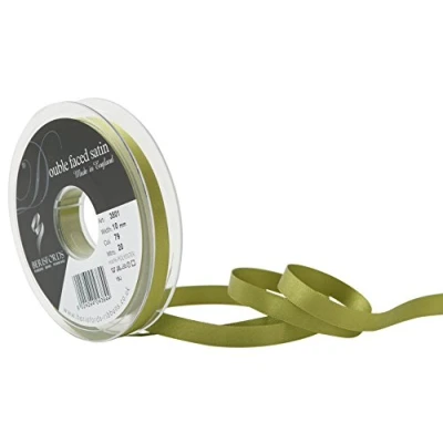 Image of Berisfords Double FACE Poly Satin Ribbon, Moss, 10 mm