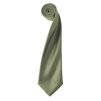Image of Premier Unisex Adult Colours Satin Tie (Olive) One Size