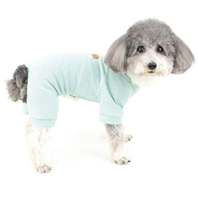 Image of ZUNEA Dog Pyjamas for Small Dogs Girl Boys Soft Cotton Pajamas Sleeping Wear Striped Puppy Clothes Jumpsuit Pet Pullover Romper Doggie Chihuahua Shirt Clothing with Legs All Season Pink XL