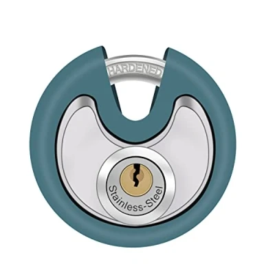 Image of DAYGOS Outdoor Padlock with Keys, Heavy Duty Disc Lock, Stainless Steel Weatherproof Security 70mm