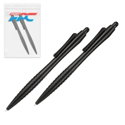 Image of 2x Black Large Ergonomic Ribbed Stylus Pen, Compatible with Nintendo Wii U DS DSi XL 2DS NEW 3DS