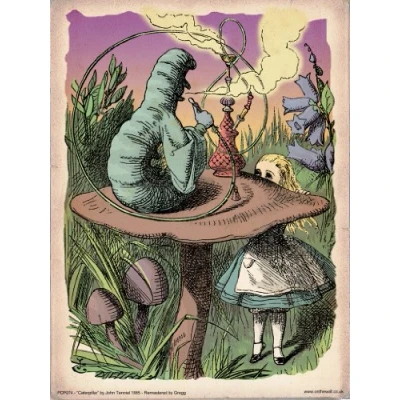 Image of onthewall Alice in Wonderland The Caterpillar Vintage Art Print Poster 40x30cm (PDP 074) White 30 x 40 cm