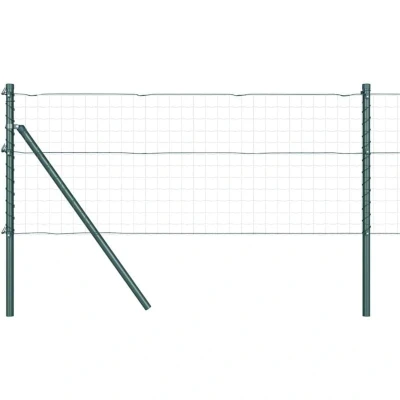 Image of vidaXL Fence Posts 52 pcs Green Ø32 mm 80 cm Galvanised Steel