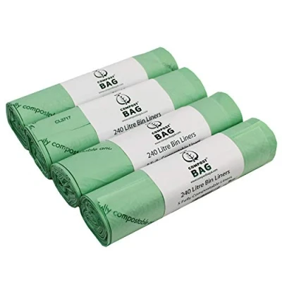 Image of 240 Litre x 20 Bags Compost Bag Compostable Wheelie Bin Liner Biodegradeable Sacks/Liners EN 13432 240L with Composting Guide