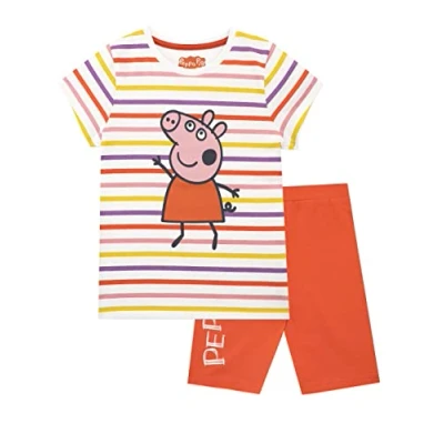 Image of Peppa Pig Girls T Shirt and Shorts Multicoloured 4 5 Years