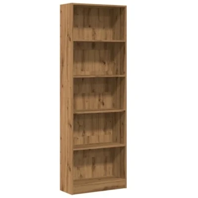 Image of vidaXL Bookcase Bookshelf Rack Storage Cabinet Artisian Oak Engineered Wood 60 x 24 176 cm for Living Room/Bedroom/Hallway