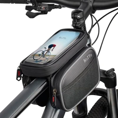 Image of ROTTO Bike Frame Bag Waterproof Bicycle Phone on Top Tube Sensitive Touch Screen