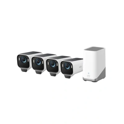 Image of eufyCam S3 Pro 4 Cam Kit, Solar Camera Outdoor Wireless, Colour Night Vision, 4K Security with Panel, Forever Power 2.0, Face Recognition AI, Expandable Local Storage, No Monthly Fee