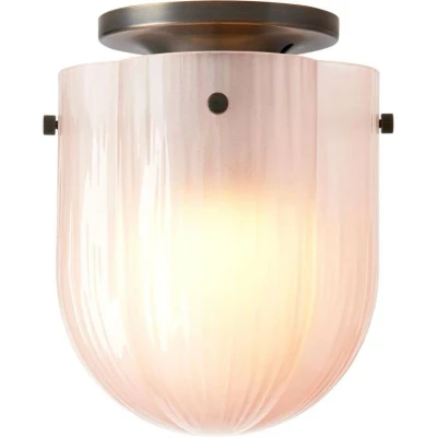 Image of GUBI Seine ceiling light, antique brass, coral pink glass