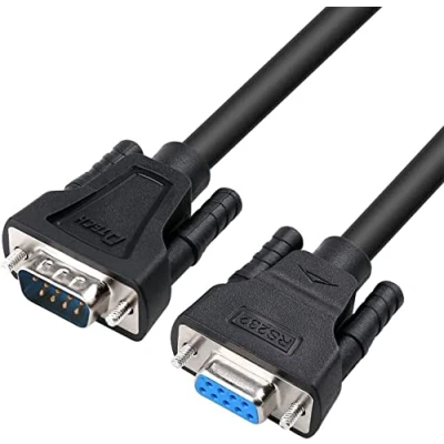 Image of DTech 5ft RS232 Serial Cable Male to Female 9 Pin Straight Through (1.5m,Black)