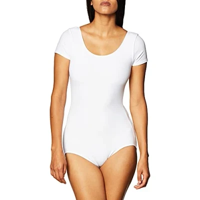 Image of Capezio Women&#039;s Short Sleeve Leotard, White, XL