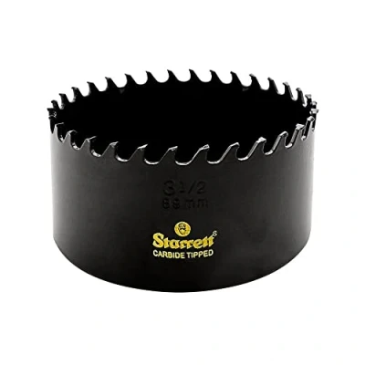 Image of Starrett Tungsten Carbide Tipped Hole Saw CT312 Deep Cut Holesaw Cutter For Wood Suspended Flooring Reinforced Concrete &amp; Fibreglass 89MM