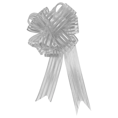 Image of Eurowrap Organza Pull GiftBow for Gift Wrapping Presents 50mm Silver Valentines Birthday Mothers Day Occassions Fathers Christmas